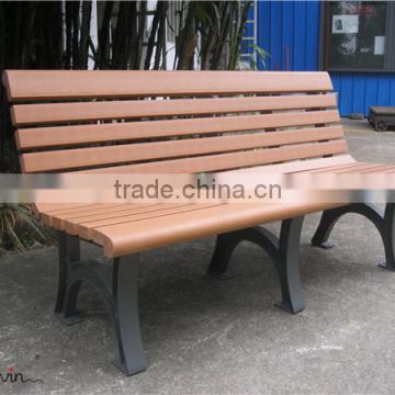 Wood and metal patio bench recycled plastic outdoor bench