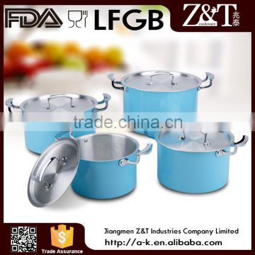 hot sale culinary appliance china wholesale best price blue color coated cookware set aluminum kettle