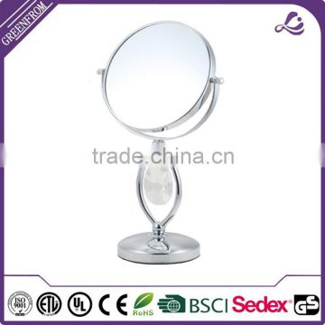 Multifunctional desktop freestanding pedestal mirror metal standing decorative swivel hand mirror