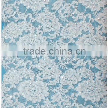 Beautiful White Cotton Lace Embroidery Fabric Tulle