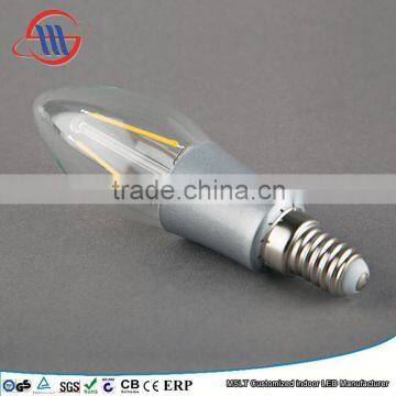 Mingshuai Chandelier LED filament bulb candelebra C35 with plastic silver plated 2W E14 dimmable