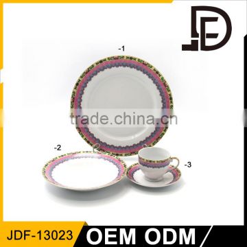Drinkware ceramic middle east dinnerware,purple dinnerware, porcelain gold plated dinnerware set