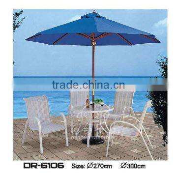 wooden handle centre post sun umbrella with base