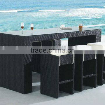 outdoor wicker rattan high dining bar set