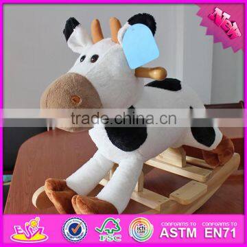 2017 New products funny animal with music wooden rocking horse toys for toddlers W16D107