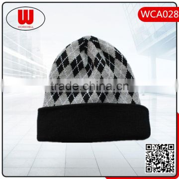 Wholesale custom black acrylic printing crochet unisex winter hats