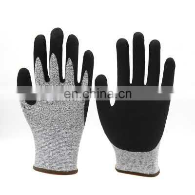 Sandy Nitrile Coated Cut Resistant Safety Work Gloves Level 5 Anti Cut Gloves for Construction
