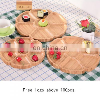 Customized Unique Design Durable Kitchen Divided Food Dry Fruit Bamboo Serving Tray