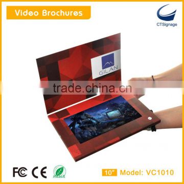 Customized hardcover 10.1 inch lcd screen video brochure greeting card