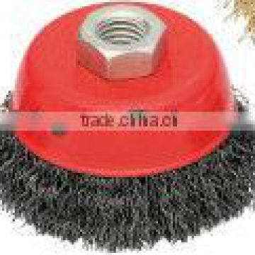 stainless crimped wire cup brush with nut