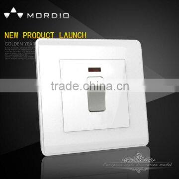 UK type 86*86mm 20A water heater switch with neon