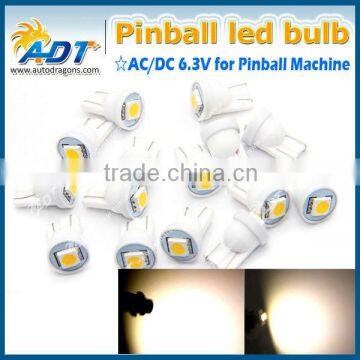 6.3V DC 194 t10 base smd led lamp warm white pinball bulbs