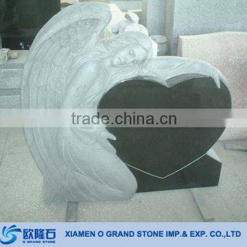 Hand Carved Black Cheap Angel Tombstone and Memorial Granite Tombstone