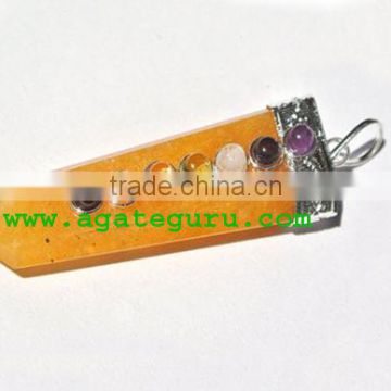 7 Chakra Yellow Aventurine Flat Pencil Pendant : Wholesale Chakra pendants