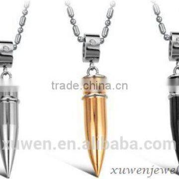 high quality 316l stainless steel bullet pendant neacklace with ball chain