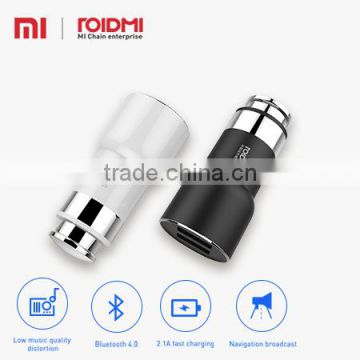 Roidmi wholesale multi-function Fashional Design Bluetooth 2 port wireless usb rohs 5v output car charger 2.4A 2nd gen