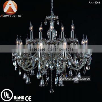 15 Light Crystal Chandelier Pendants with Clear Crystal