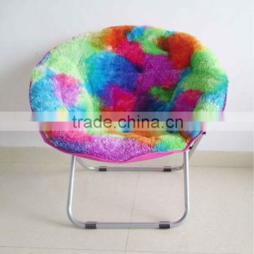 Folding round moon chair with durable and padded seating