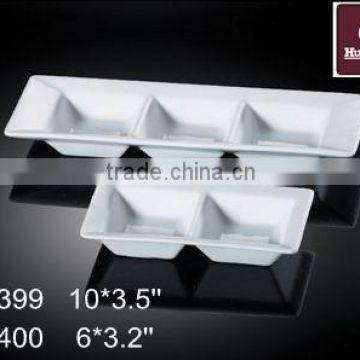 super white color rectangular porcelain lattices dessert dishes H3399 H3400