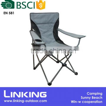 Grey quad folding chair with armrest for aldi