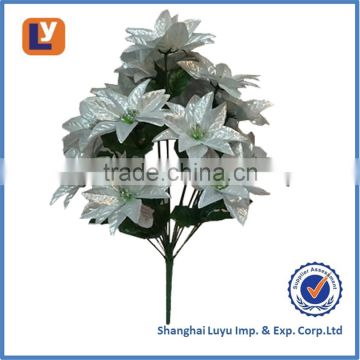 14head silver color artificial poinsettia flowers 119CF058-14