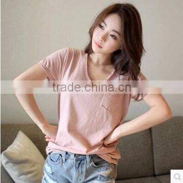 Pure cotton short sleeve T-shirt female leisure joker contracted and relaxed