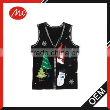 Kid's fancy black color christmas sweater small vest