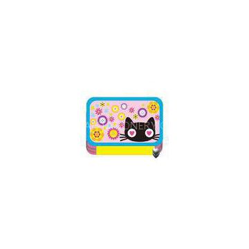 School PU Cat 2 Layer Double Pocket Pencil Case / Personalised Childrens Pencil Cases