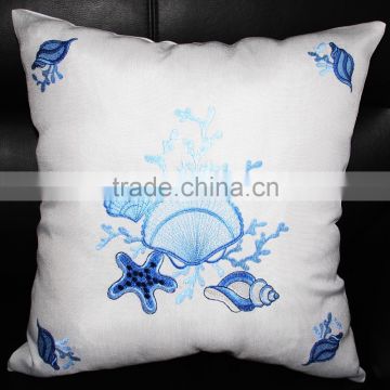 polyester colorful embroidered sea style cushion cover