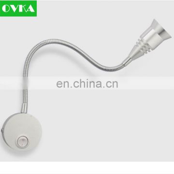 1w 265V flexible hose bed room hotel lamp chrome colour led bed headboard lights with on and off switch