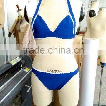 New Fashion 2016 Women's Sey Halter 2 Piece Bikinis Set Blue Bandage Swimsuit Ladies Fashion Bathing Suit Swimwear
