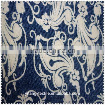 printed waves pattern denim fabric