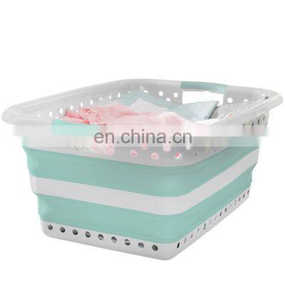 Rectangle Collapsible Plastic Laundry Clothes Washing Storage Basket Folding Foldable Laundry Hamper Basket