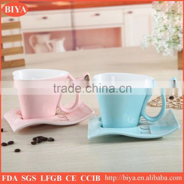 specially design delicate high quality grade stoneware coffee tea cup and saucer set accept custom design logo