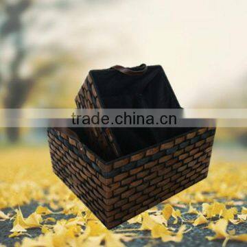 Low price high quality brown rattan storage basket for Home set of 2