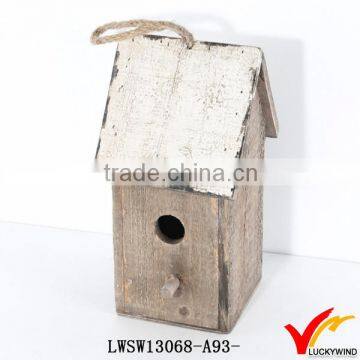 Farm Rope Hanging Small Recycle Wood Craft Bird House                        
                                                Quality Choice