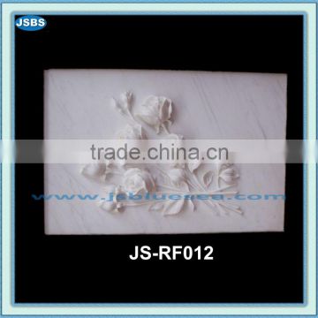 decorative white stone relief wall flower carving