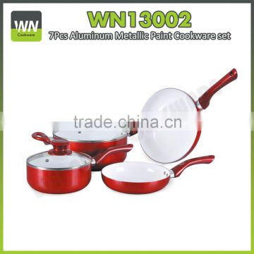 Red coating ceramic ineer coating aluminium cookware china cookware set with best price for promotion