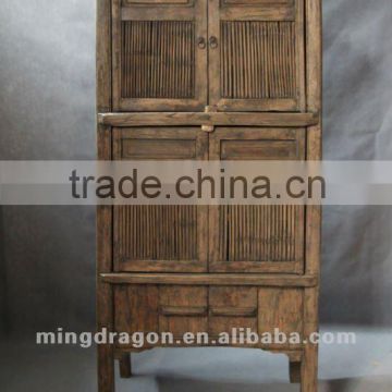 Chinese antique furniture pine wood natural wood color four door cupboard