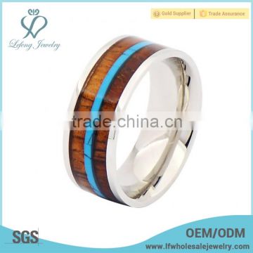 Fashion titanium wood and silver ring,wooden titanium rings for men