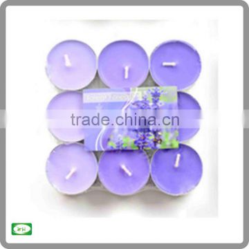 9pc pack of 4 hour scented tea light candle/tea light decorative candles/colored tea light candles