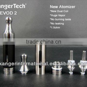 1.5ohm resistance Factory price kanger plastic atomizer evod 2 with upgraded dual coil