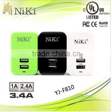 UL CE FCC ROHS Certified usb Wall Charger /Travel Charger for iPhone and Samsung