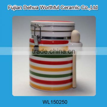 High-quality ceramic coffee canister with spoon for custom