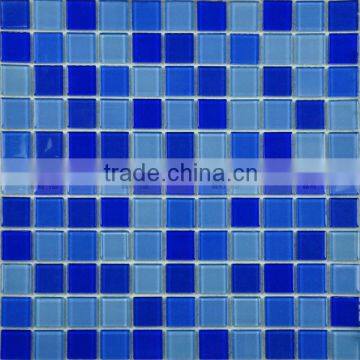 Blue mixture glass swimming pool mosaic tile, popular to ues in swimming pool