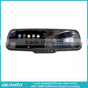 Oem Large screen wifi fm transmitter car Android GPS navigation rear view mirror with 1080P DVR