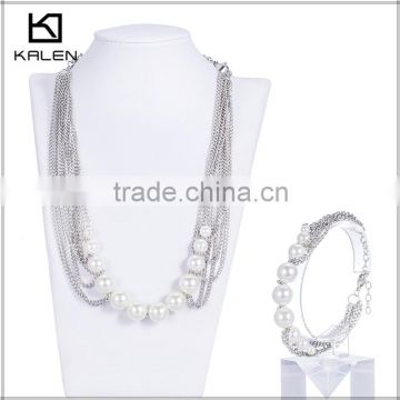 2015 Good looking fashion 316 stainless steel pearl jewelry set