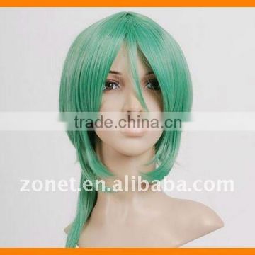 Fashion Cosplay green 60cm HAKUOUKI SAITOU DARK PURPLE COSPLAY WIG with ponytail Wig