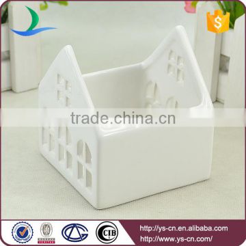 White ceramic small houses candleholder wholesale