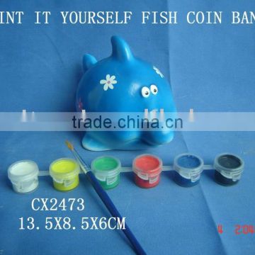 DIY pottery fish coin bank on sale